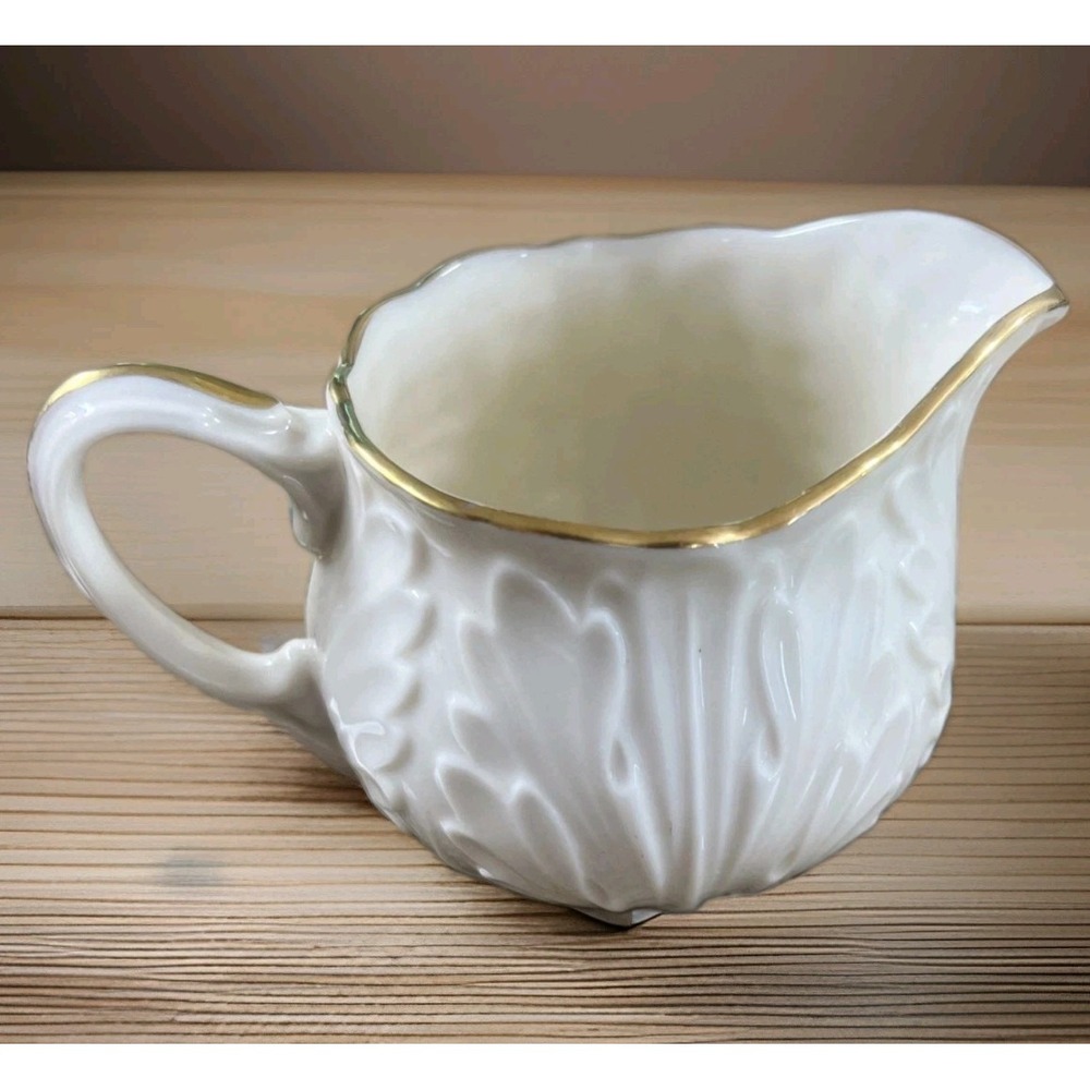Vintage Lenox Porcelain Cottage Collection Leaf Embossed Creamer - 24K Gold